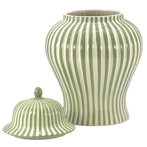 Green Candy Cane Striped Ceramic Vase 18"