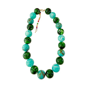 Celia Chunky Beaded Necklace - Green Mix