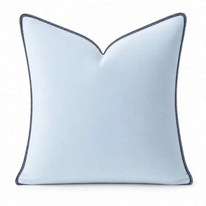 Light Blue Velvet Pillow with Navy Embroidery Pillow