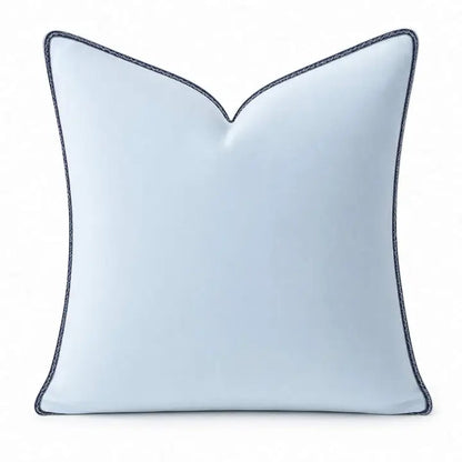 Light Blue Velvet Pillow with Navy Embroidery Pillow