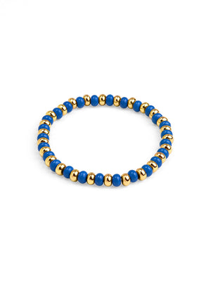 Cobalt Enamel Beaded Stretch Bracelet