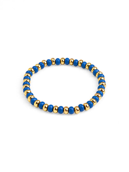 Cobalt Enamel Beaded Stretch Bracelet
