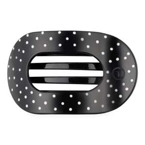 Black Polka Dot Party Large Flat Round Hair Clip