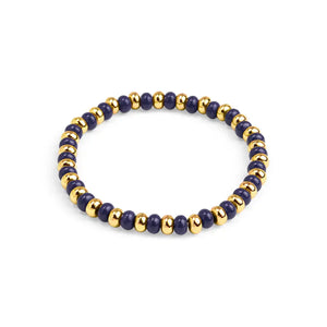 Navy Enamel Beaded Stretch Bracelet