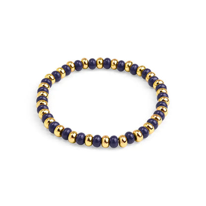 Navy Enamel Beaded Stretch Bracelet