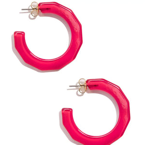 Hot Pink Small Textured Hoop Earring
