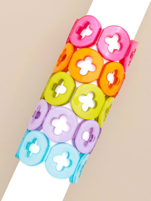 Hot Pink Resin Clover Bracelet
