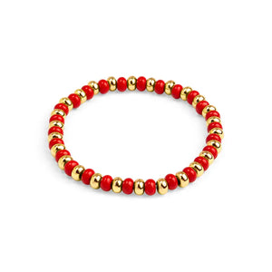 Red Enamel Beaded Stretch Bracelet