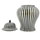 Black Candy Cane Striped Ceramic Vase 18"