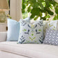 Light Blue Velvet Pillow with Navy Embroidery Pillow