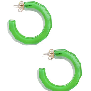 Green Small Textured Hoop Earring