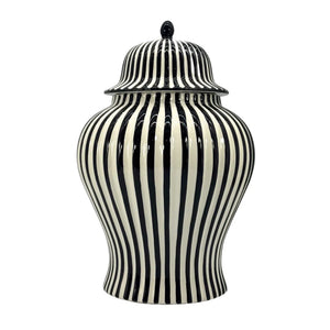 Black Candy Cane Striped Ceramic Vase 18"