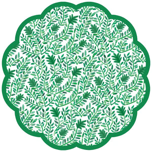 Green Vine Scalloped Paper Placemats | Set of 24