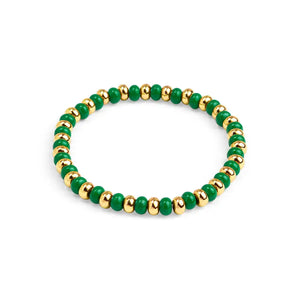 Emerald Enamel Beaded Stretch Bracelet
