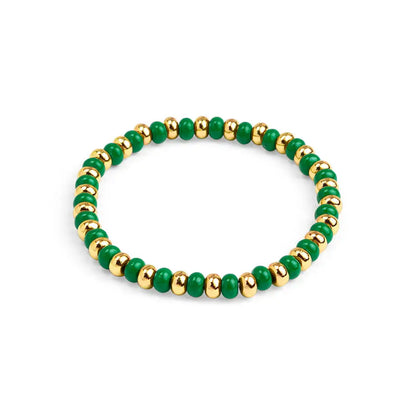 Emerald Enamel Beaded Stretch Bracelet