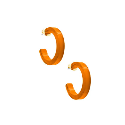 Orange Small Resin Open Hoop Earring
