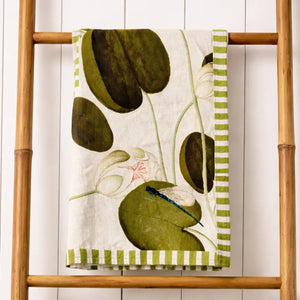 Water Garden Green Tea Towel