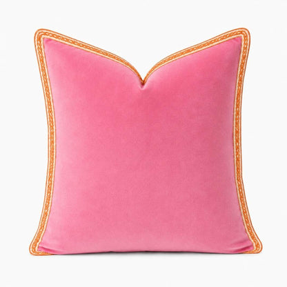 Hot Pink Velvet Pillow with Orange Pillow