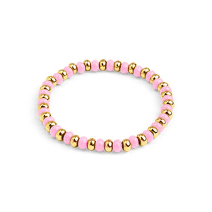 Pink Enamel Beaded Stretch Bracelet