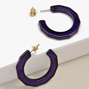 Navy Small Textured Hoop Earring