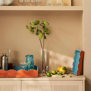 Orange & Chambray Lacquered Scallop Medium Two-Tone Tray