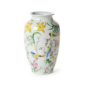 10"  Bird & Blossom Chinoiserie Vase