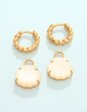 SP Carved Shell Convertible Hoop Earrings Mother-of-Pearl
