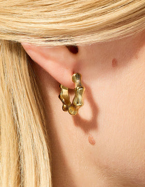 SP Bamboo Hoop Earrings Gold