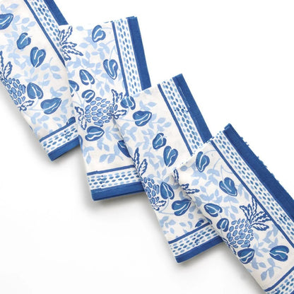 Pineapple Party Blue & White Napkins s/4
