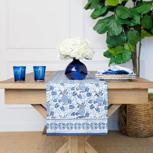 Pineapple Party Blue & White Table Runner