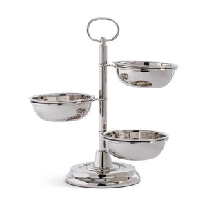 3 Tier Metal Condiment Set  Polished Nickel