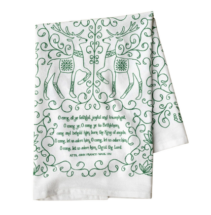 O Come All Ye Faithful Christmas Tea Towel