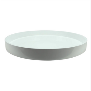White Straight Sided Round Large Lacquered Tray
