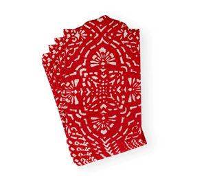 Annika Die-Cut Paper Linen Guest Towel Napkins in Red