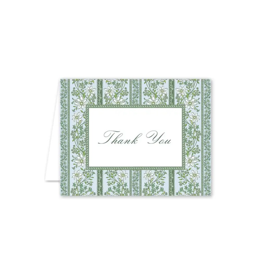 Greeting card with floral border and 'Thank You' text on a white background