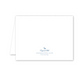 White card with blue text and logo on a white background