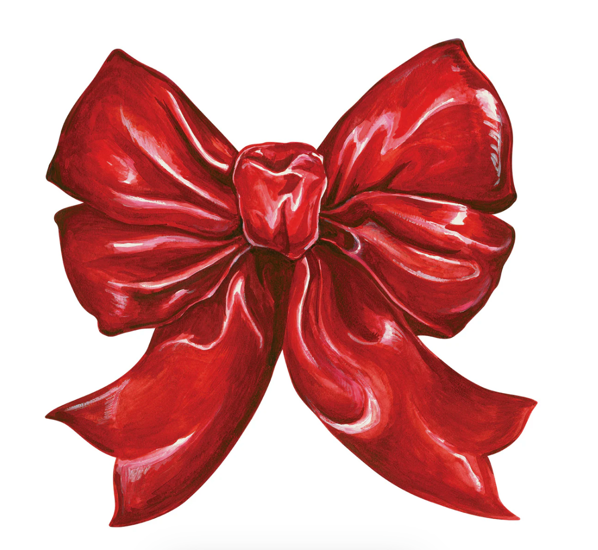 Red bow die cut placemat on a white background