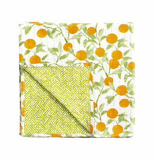Reversible Kantha Table Cover in Orange Grove