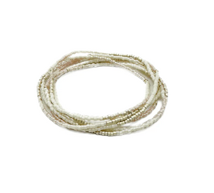 Maui 7 Stack Bracelets - Pink, Cotton, Pewter