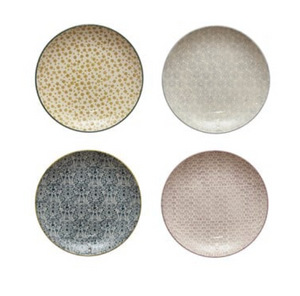 Hand-Stamped Stoneware Plate w/ Pattern