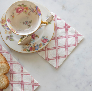 Pink Lattice Napkins- Cocktail