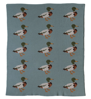 Cotton Knit Baby Blanket w/ Ducks, Multi Color