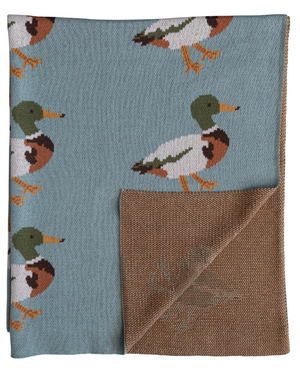 Cotton Knit Baby Blanket w/ Ducks, Multi Color