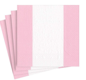Bandol Stripe Paper Luncheon Napkins in Petal Pink - 20 Per Package
