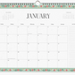 Calendar with floral border showing January on a white background
