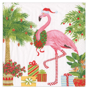Christmas Flamingos Paper Cocktail Napkins