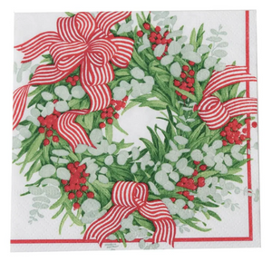 Ribbon Stripe Wreath Cocktail Napkins