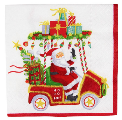 Santa's Golf Cart Cocktail Napkins