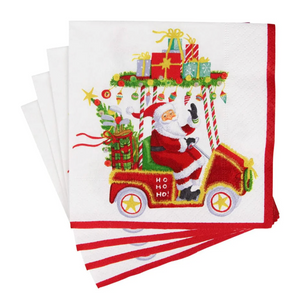 Santa's Golf Cart Cocktail Napkins
