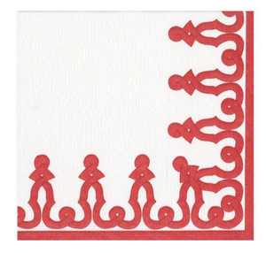 Dessin Passementerie Paper Linen Cocktail Napkins in Red